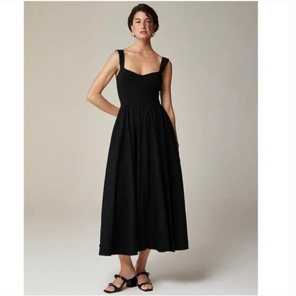 J. Crew Sweetheart Tank Dress w/ Poplin Skirt Red Medium NWT - Picture 2 of 6